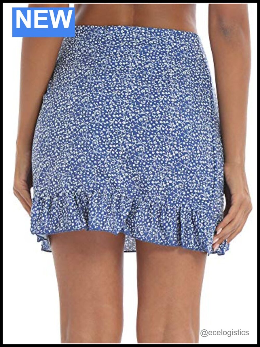 Falbala Irregular Print Lace-Up Mini Skirt High Rise Ruffle - Picture 2 of 5
